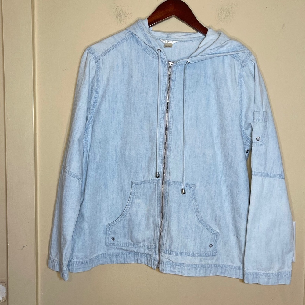 Light Blue Hooded Denim Jacket